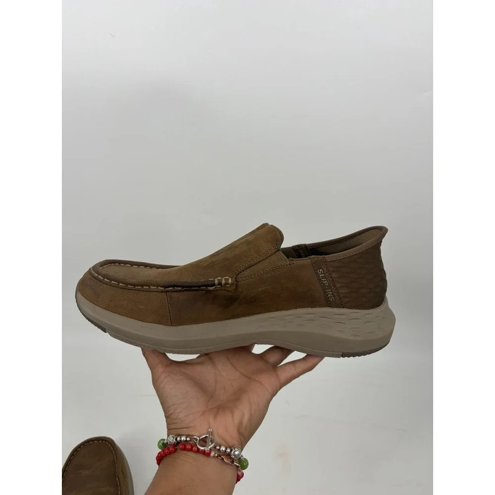 Skechers Shoes Mens 9 Slip-ins Parson Oswin Brown Leather Slip On 204866